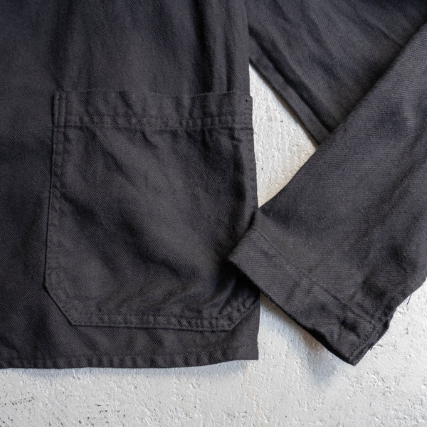 around 1960s France cotton twill work jacket -black dyed- 'dead stock' -1
