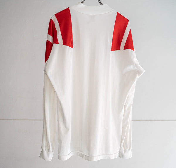 around 1980s 'adidas' white × red V neck game shirt