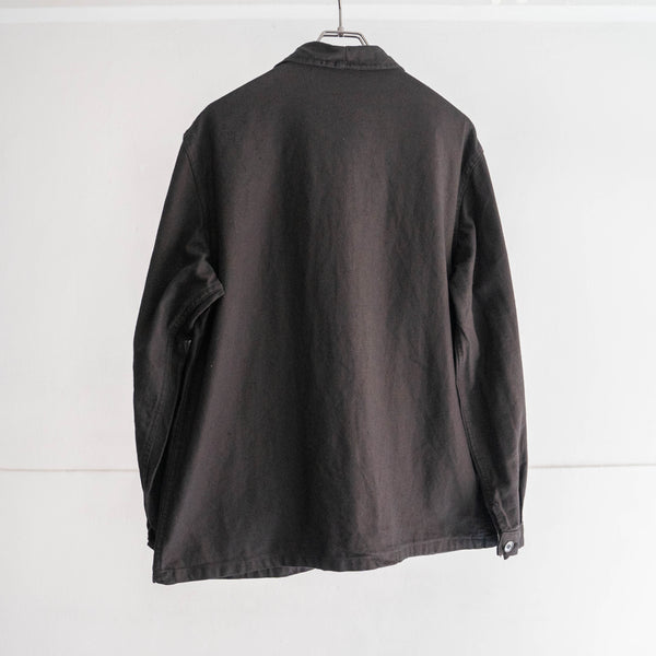 around 1960s France cotton twill work jacket -black dyed- 'dead stock' -2