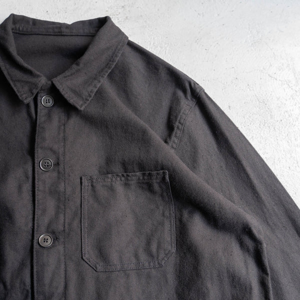 around 1960s France cotton twill work jacket -black dyed- 'dead stock' -2