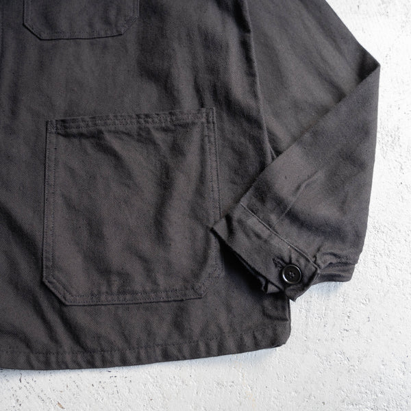 around 1960s France cotton twill work jacket -black dyed- 'dead stock' -2