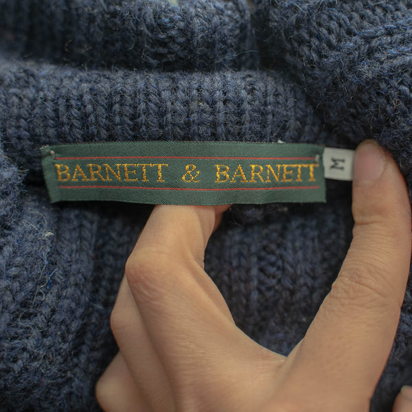 1990s deep navy high neck Aran knit