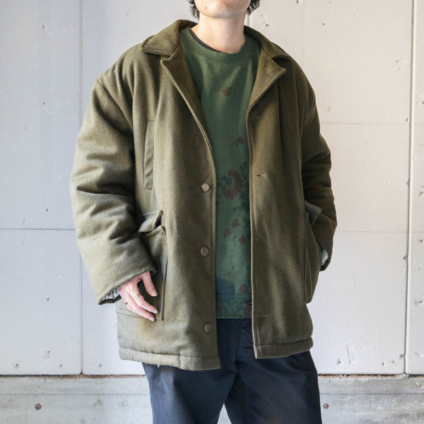 1990s USA khaki color wool half coat