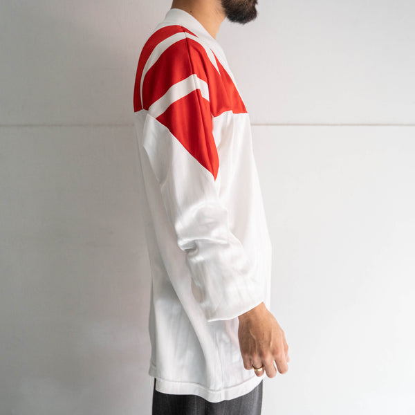 around 1980s 'adidas' white × red V neck game shirt