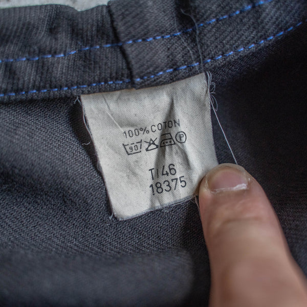 around 1970s France cotton twill work jacket -black dyed with blue stitch- 'dead stock'