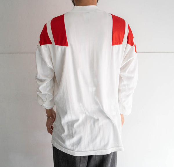 around 1980s 'adidas' white × red V neck game shirt