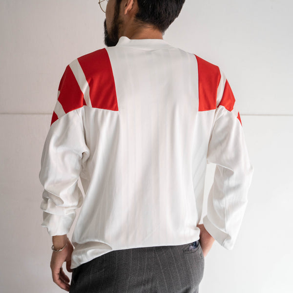 around 1980s 'adidas' white × red V neck game shirt