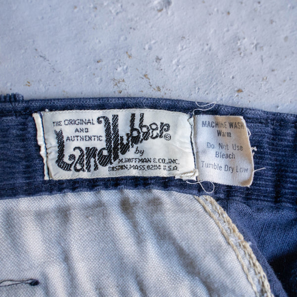 1990s USA navy color one tuck semi-flare corduroy pants