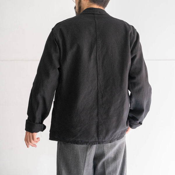 around 1960s France cotton twill work jacket -black dyed- 'dead stock' -1