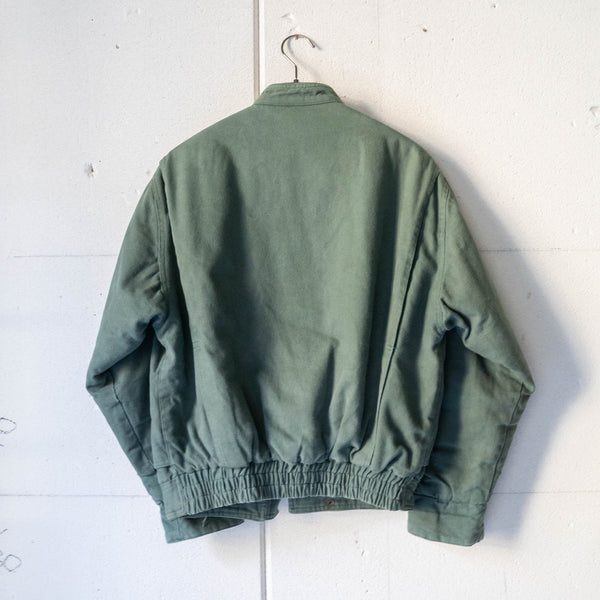 1990s Italy moss green color stand collar canvas short jacket　