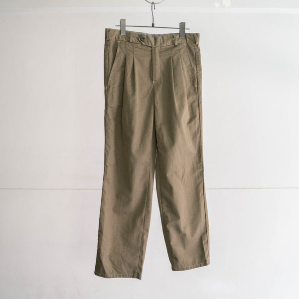 around1990s Tunisia cotton × poly 2 tuck chino pants -black dyed- "dead stock"