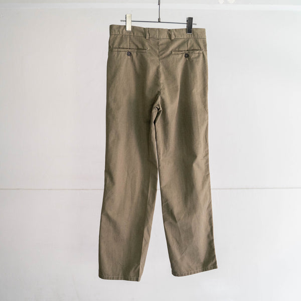 around1990s Tunisia cotton × poly 2 tuck chino pants -black dyed- "dead stock"