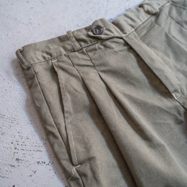 around1990s Tunisia cotton × poly 2 tuck chino pants -black dyed- "dead stock"