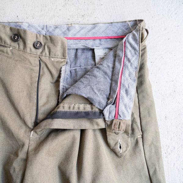 around1990s Tunisia cotton × poly 2 tuck chino pants -black dyed- "dead stock"