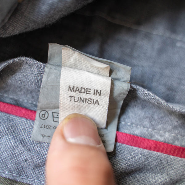 around1990s Tunisia cotton × poly 2 tuck chino pants -black dyed- "dead stock"