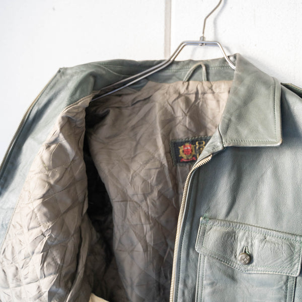 around1970s Portugal gray color leather short jacket