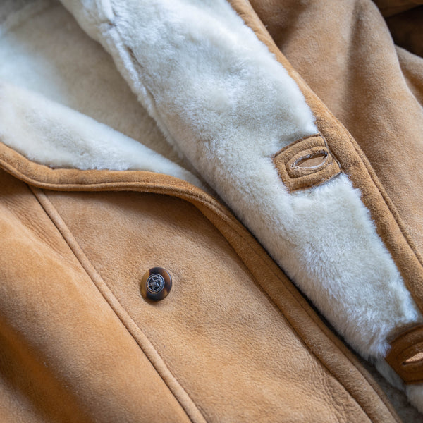 1970s Italy camel real mouton coat -great fabric-