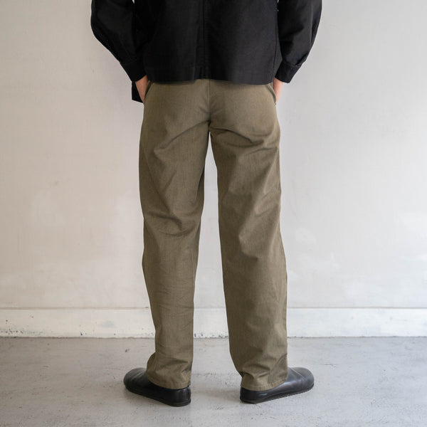 around1990s Tunisia cotton × poly 2 tuck chino pants -black dyed- "dead stock"