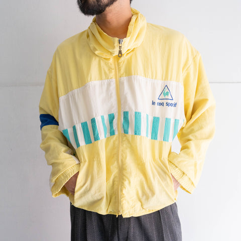 1980-90s 'le coq sportif' lemon yellow color unusual design sports jacket