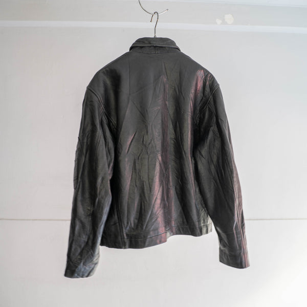 around 1990s French military pilot leather jacket -black color-