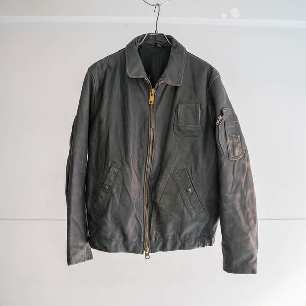 1970-80s French military pilot leather jacket -civilian type- -2