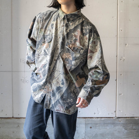 1990s 'CANYON GUIDE' real tree camouflage cotton shirt