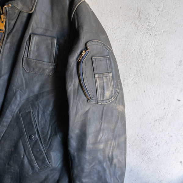 1970-80s French military pilot leather jacket -civilian type- -2