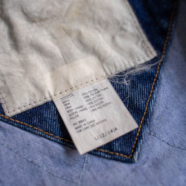 1980-90s blue denim long coat -good collar-