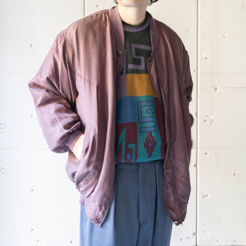 around 1990s burgundy color silk blouson