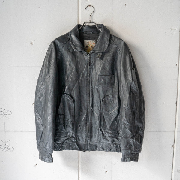 1980-90s French military pilot leather jacket 'civilian type' -good details-