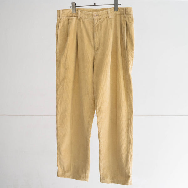 1990s mustard color two tuck corduroy pants 'with coin pocket'