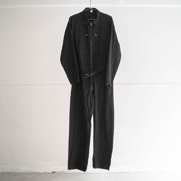 1970s France work all in one "dead stock" -black dyed-