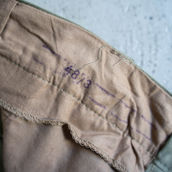 1970-80s Italian military chino pants -light green color- 'dead stock'