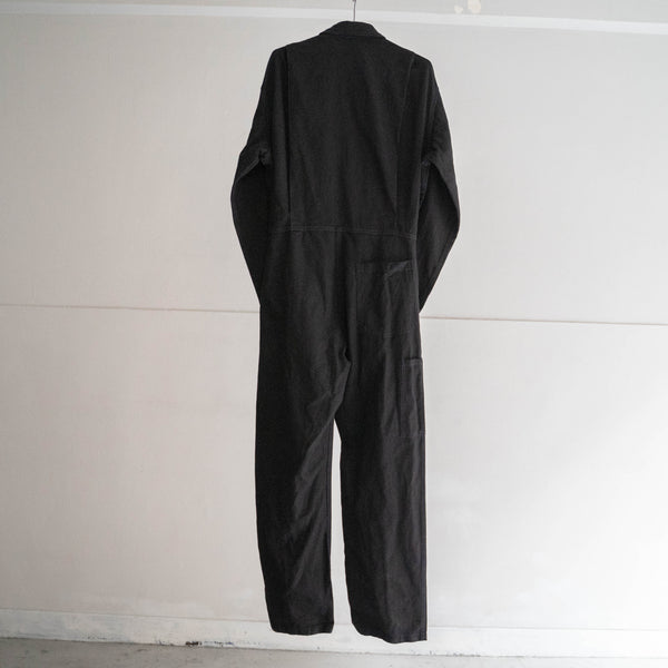 1970s France work all in one "dead stock" -black dyed-