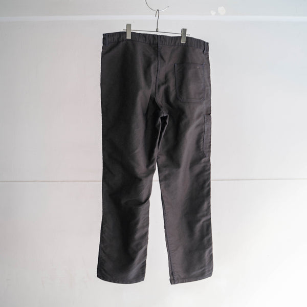 around 1970s France moleskin pants -waist remake & black dyed- 'dead stock'
