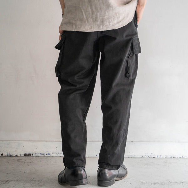 1960-70s French military M64 cargo pants -black dyed-