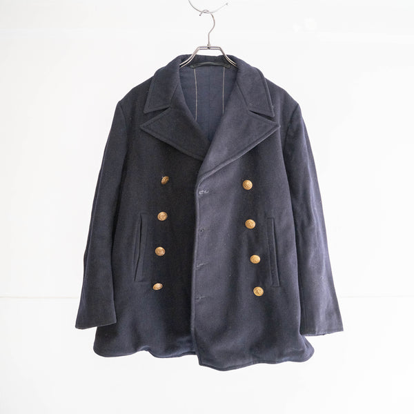 1960-70s italian navy wool p coat -dark navy-