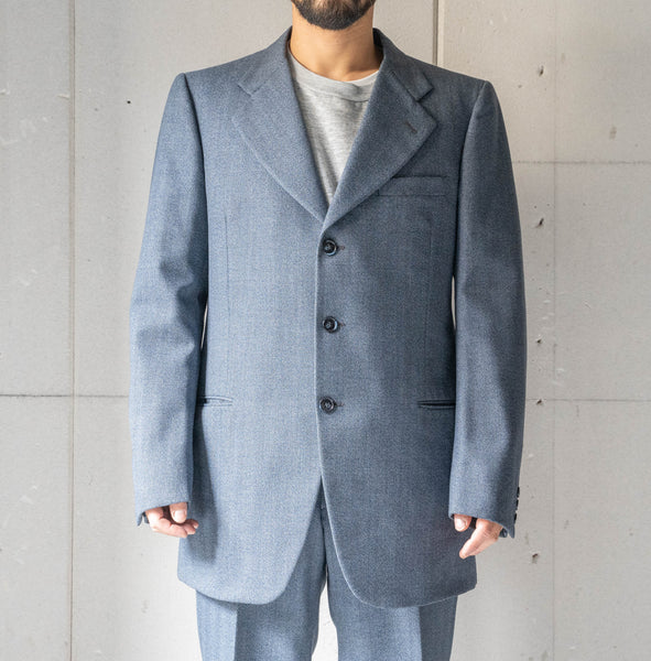 around 1980s Italy light navy color wool herringbone set up