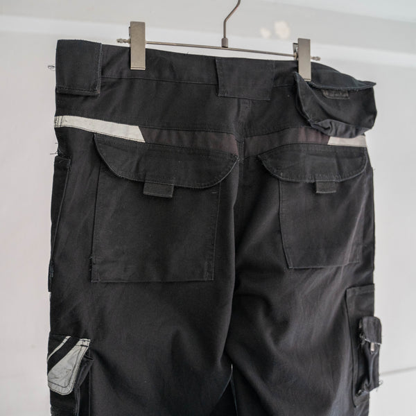 around 1990s Germany black color gimmick work cargo pants