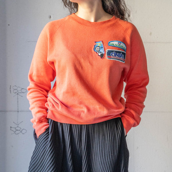 1980-90s Portugal orange color sweat -patch custom-