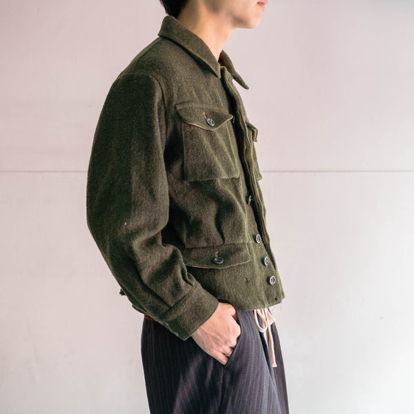 around 1970s Europe green wool short work jacket