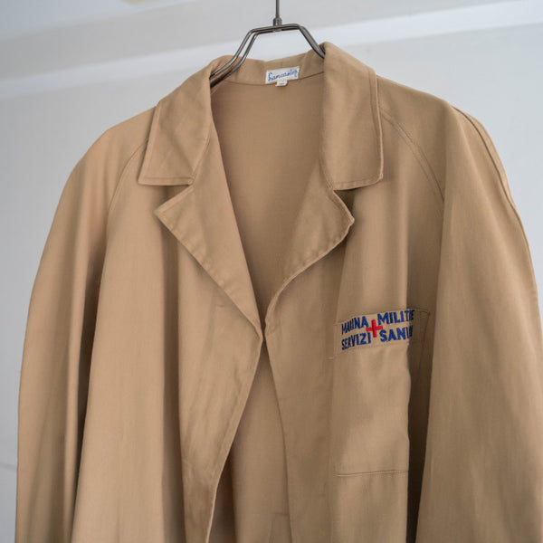 1950-60s Italian military beige color chino gown jacket  'dead stock'