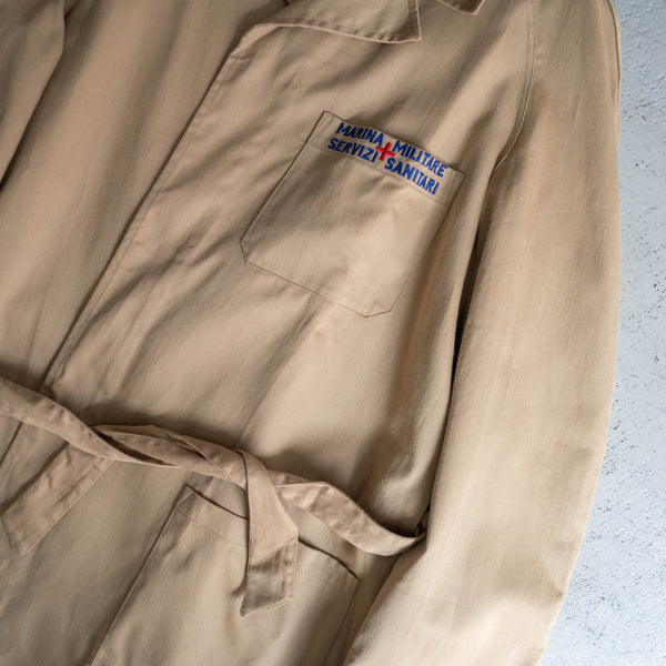 1950-60s Italian military beige color chino gown jacket  'dead stock'