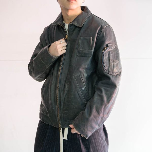 1970-80s French military pilot leather jacket -civilian type- -2