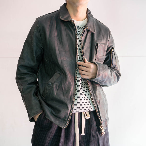 1970-80s French military pilot leather jacket -civilian type- -2