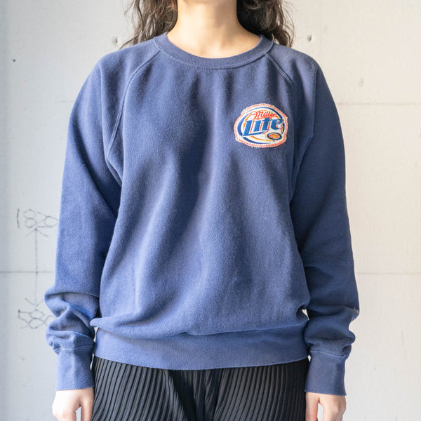 1990-00s 'FRUIT OF THE LOOM' navy color sweat 'patch custom'