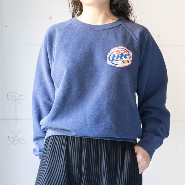 1990-00s 'FRUIT OF THE LOOM' navy color sweat 'patch custom'