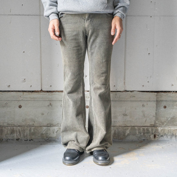 1990s gray color corduroy bell bottoms pants