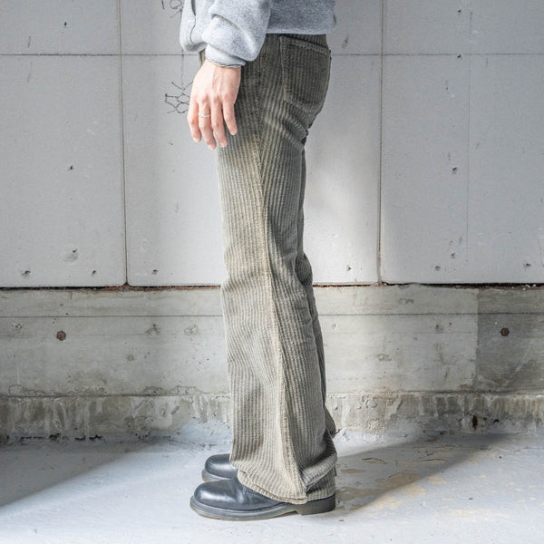 1990s gray color corduroy bell bottoms pants