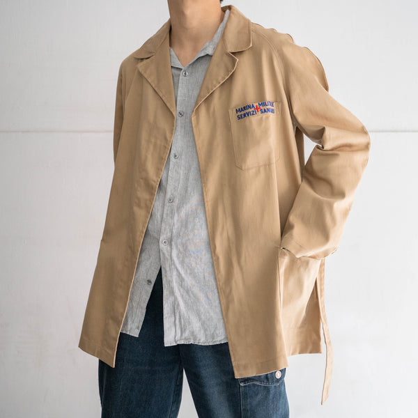 1950-60s Italian military beige color chino gown jacket  'dead stock'